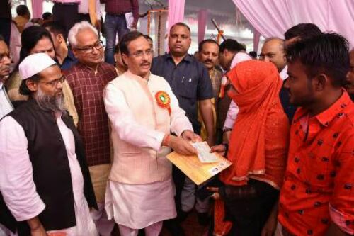 उप मुख्यमंत्री डॉ दिनेश शर्मा सीतापुर रोड स्थित सौभाग्य लान में आयोजित मुख्यमंत्री  सामूहिक विवाह योजना में बतौर मुख्य अतिथि हुए सम्मिलित।।।नसीम खान
