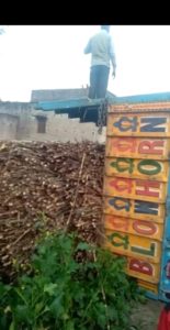  गन्ने से भरी ट्रक पलटी ट्रक पलटी ,बाल -बाल बचे राहगीर।