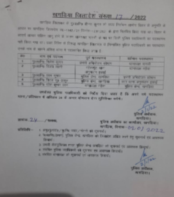 बिहार मे दरोगा जी का तबादला का झटका जोरो से दिखा असर 