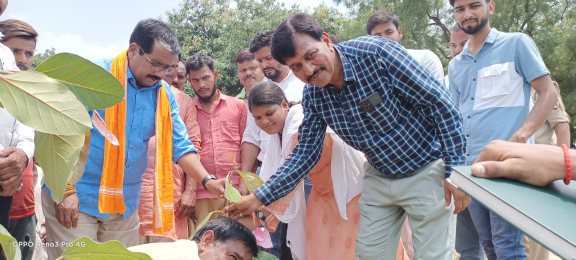 विधायक़ व प्रधान ने किया वृक्षारोपण