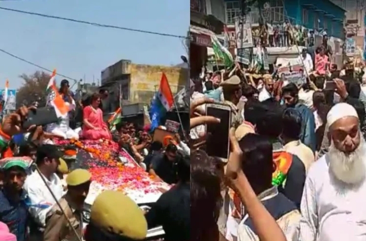 प्रियंका गांधी के रोड शो में हंगामा, कांग्रेस व भाजपा कार्यकर्ताओं में झड़प